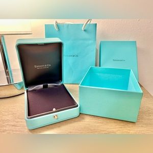 Tiffany necklace bracelet gift box velvet suede case holder bag ribbon set